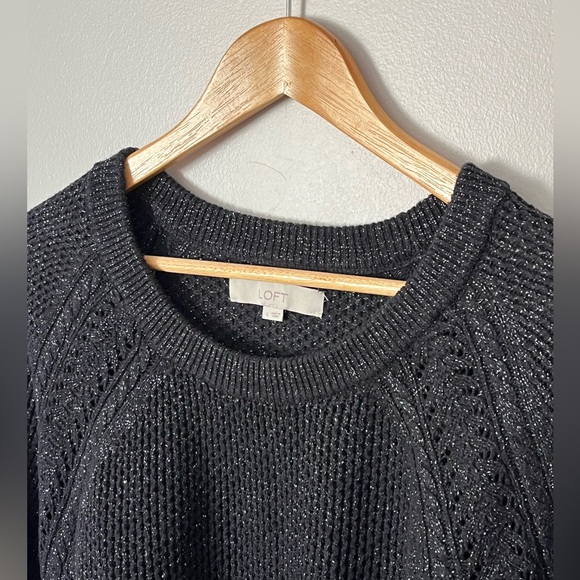 Women’s Ann Taylor Loft Black Sparkle Crew Tunic Knitted Sweater - Picture 5 of 14